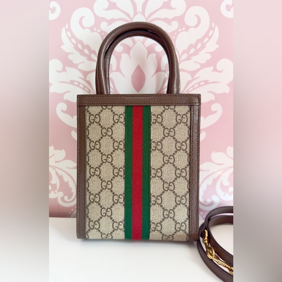 New Gucci Ophidia GG Supreme Mini Tote Crossbody Bag w 2 Straps - Picture 3 of 16